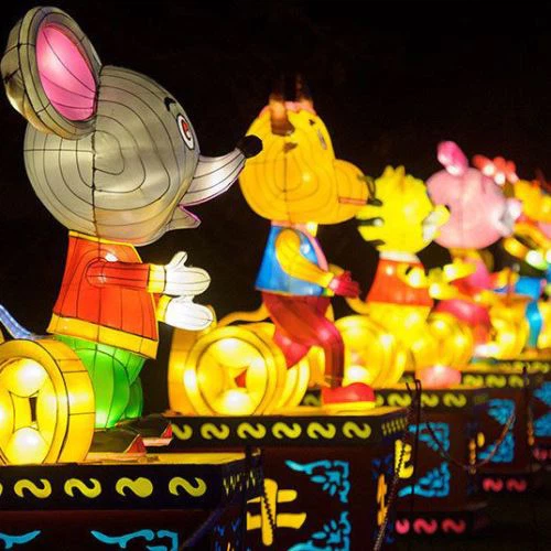 Fanalets de rata de seda de 12 llanternes de zodíac xinès per al festival de la llanterna